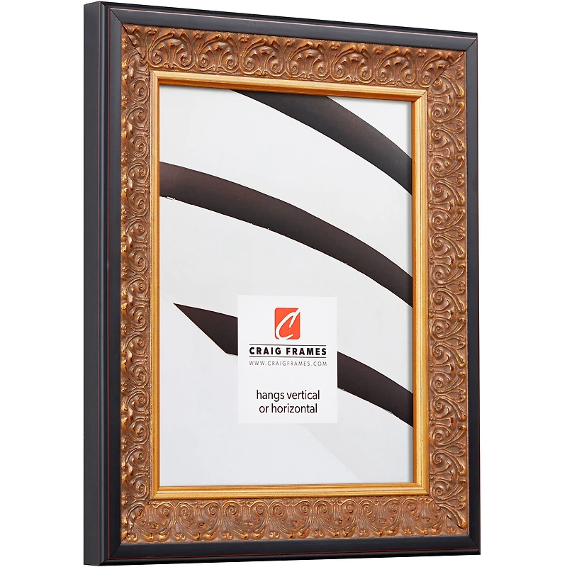 Craig Frames Furio Distressed Gold and Black Picture Frame