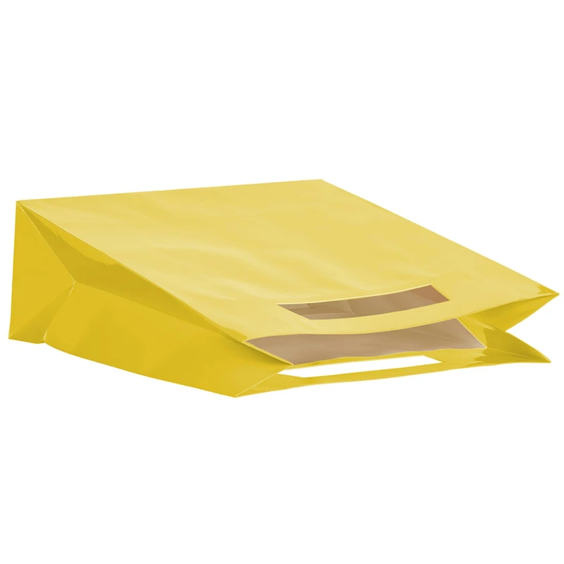 JAM Paper Large Yellow Heavy Duty Bags with Trapezoid Handle, 3ct.