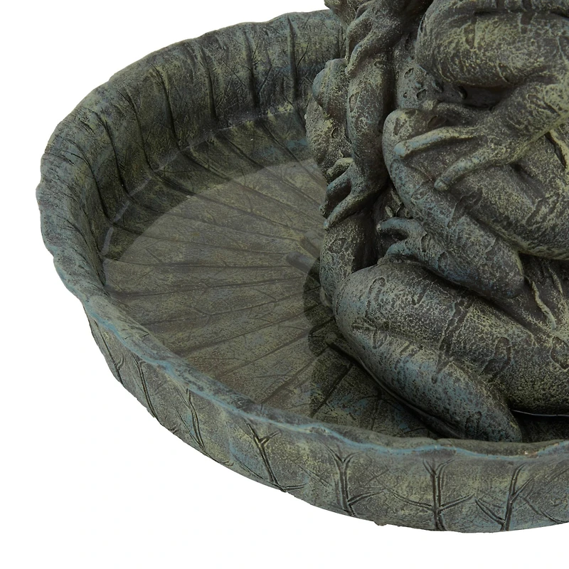 Green Resin Rustic Fountain, 19" x 20" x 19"