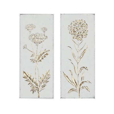 23" White Metal Farmhouse Floral Wall Décor Set