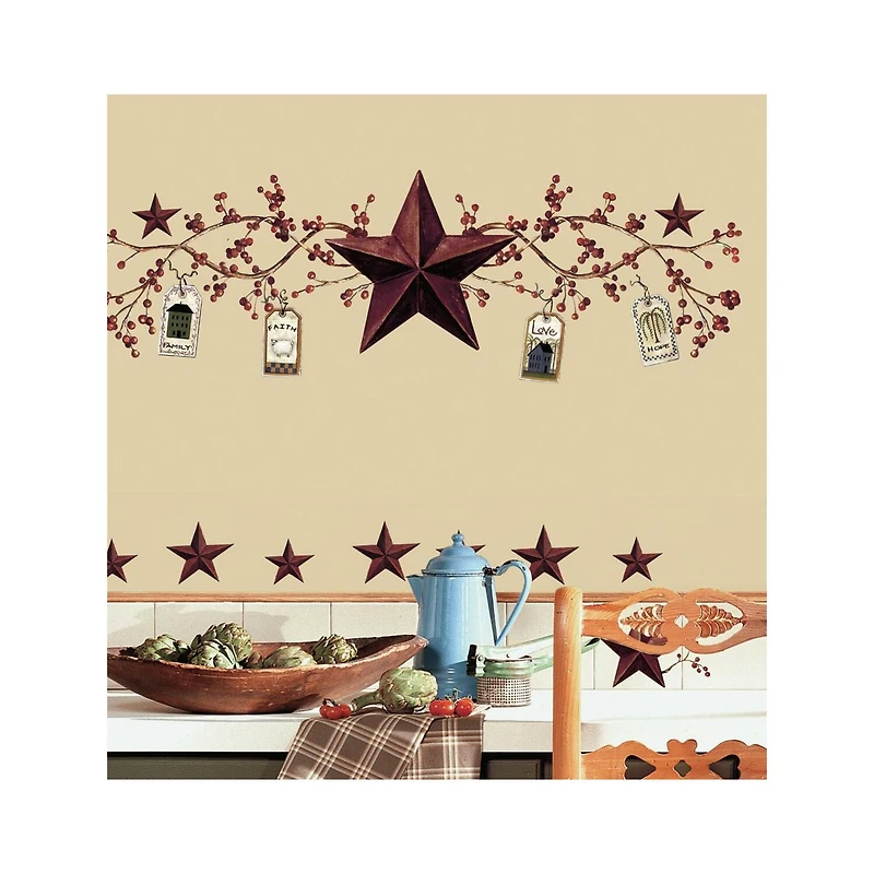 RoomMates Country Stars & Berries Peel & Stick Wall Decals