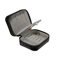 Ruby + Cash Black Sequin Mini Faux Leather Zippered Travel Jewelry Organizer Box