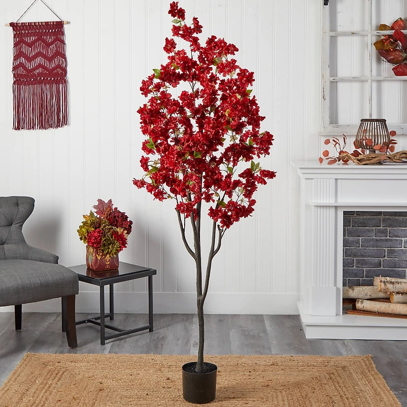 6ft. Potted Red Cherry Blossom Artificial Tree