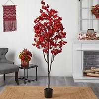 6ft. Potted Red Cherry Blossom Artificial Tree