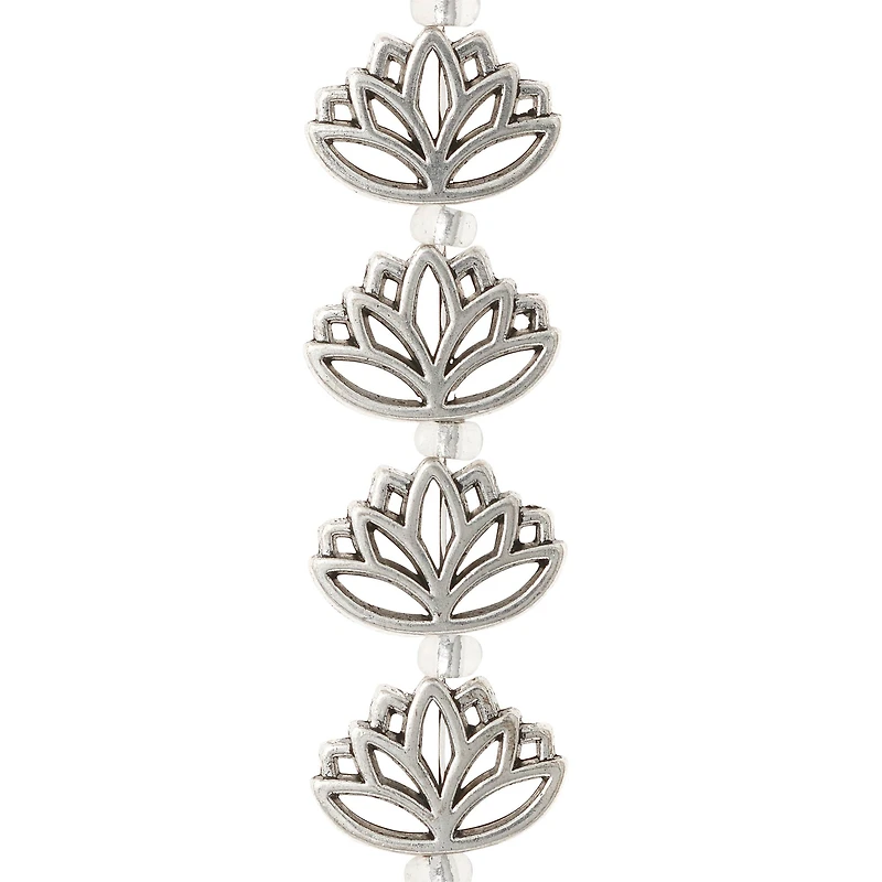 12 Pack: Silver Metal Lotus Beads, 16mm by Bead Landing™