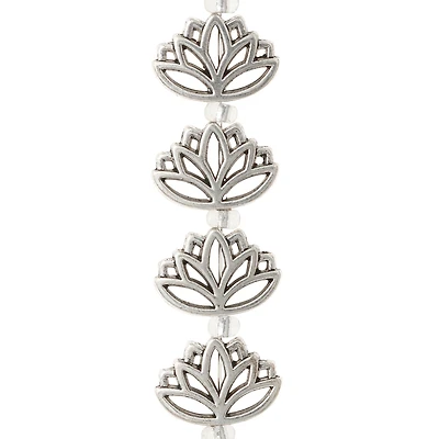12 Pack: Silver Metal Lotus Beads, 16mm by Bead Landing™