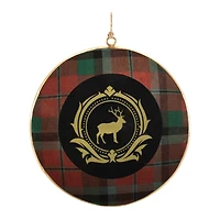 Metal Deer and Pine Tree Plaid Disc Ornament Set