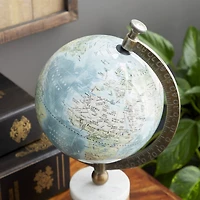 16" Blue Ceramic & Metal Coastal Globe