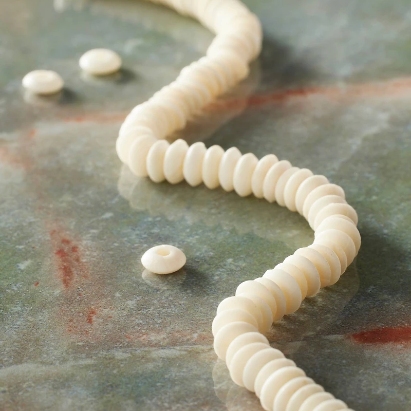 12 Pack: Natural White Bone Rondelle Beads by Bead Landing®