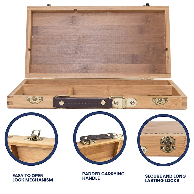 Pacific Arc 13" Bamboo Paint Box with 3 Compartments