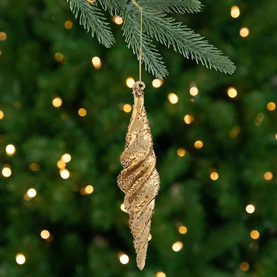 8.5" Shiny Gold Textured Finial Christmas Ornament