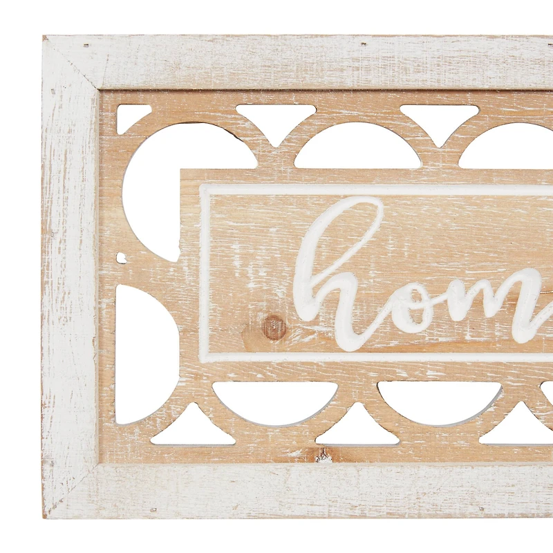 Set of 2 Beige Wood Farmhouse Sign Wall Decor, 12.25" x 7"