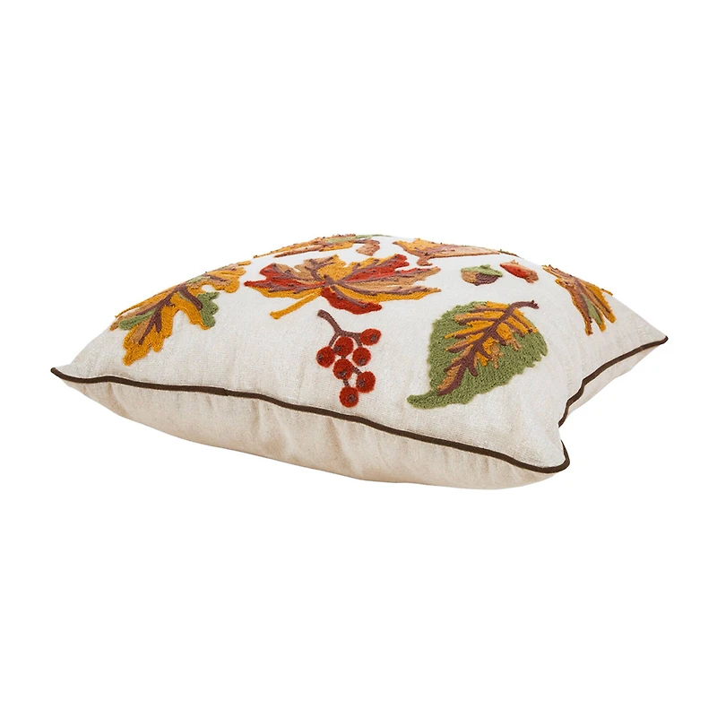 Glitzhome® Embroidered Fall Leaves Pillow