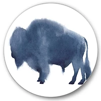 Designart - Navy Blue Bison Silhouette