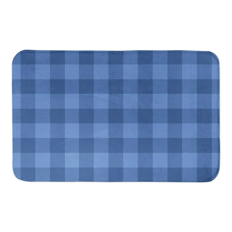 Designs Direct Blue Buffalo Check Bath Mat, 34" x 21"