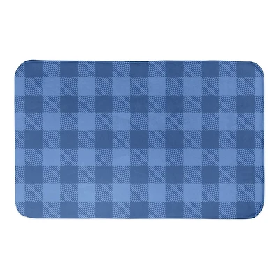 Designs Direct Blue Buffalo Check Bath Mat, 34" x 21"