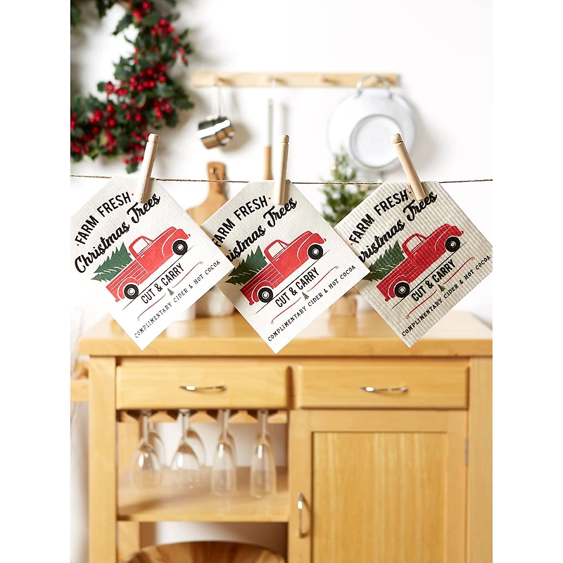DII® Christmas Truck Swedish Dishcloth Set, 3ct.