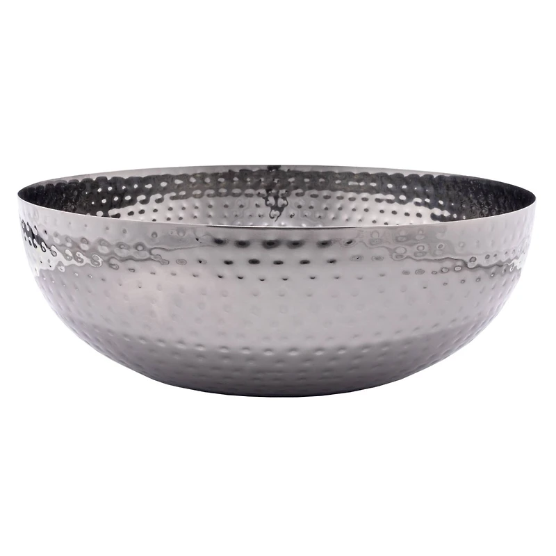 Hello Honey® 14" Oxidized Silver Round Hammered Metal Bowl