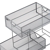 Mind Reader Network Collection 2-Tier Silver Sliding Basket Storage, 2ct.