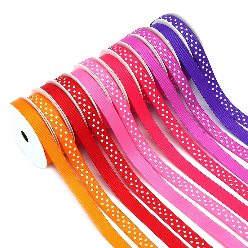 Gwen Studios 3/8" x 48yd. Bright Solid & Dots Grosgrain Ribbon, 24ct.