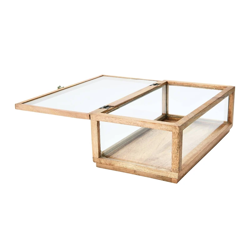 Hello Honey® 15" Mango Wood & Glass Display Box