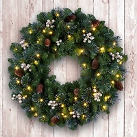 24" Crestwood® Clear Lights Pre-Lit Gold Spruce Wreath