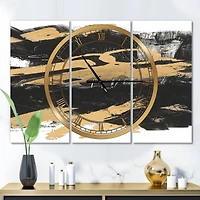 Designart 'Gold And Black Drift Iv Modern Multipanel Wall Clock