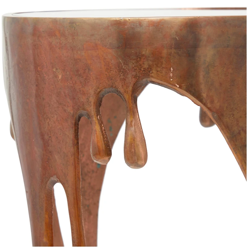 25" Bronze Melting Drip Design Accent Table 