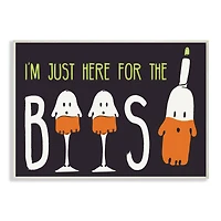 Stupell Industries Here for the Boos Phrase Halloween Ghost Pun Wood Wall Plaque