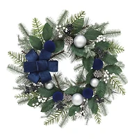 26" Blue & Gray Ornament & Pine Wreath by Ashland®