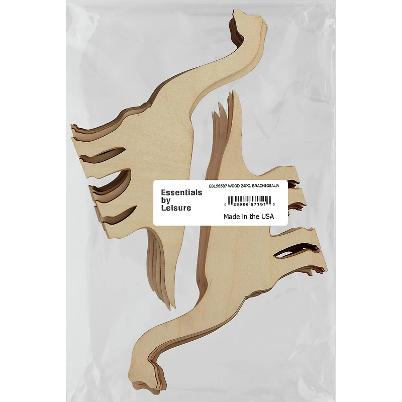 Essentials by Leisure Arts 24 Pack 6.38" x 5" Brachiosaur Flat Wood Shape