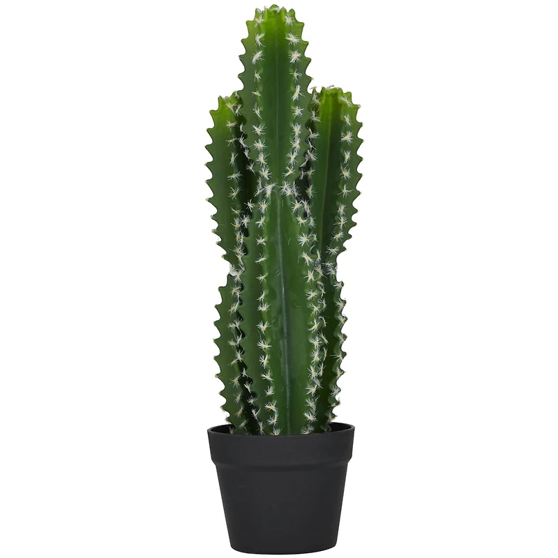 The Novogratz 2ft. Green Cactus Faux Foliage Artificial Plant with Black Round Pot