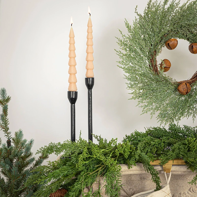Hello Honey 10" Taupe Seasonal Silhouette Tree Shaped Taper Candles, 2ct.