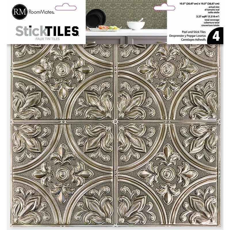 Gold Tin Peel & Stick Tile Backsplash StickTiles®
