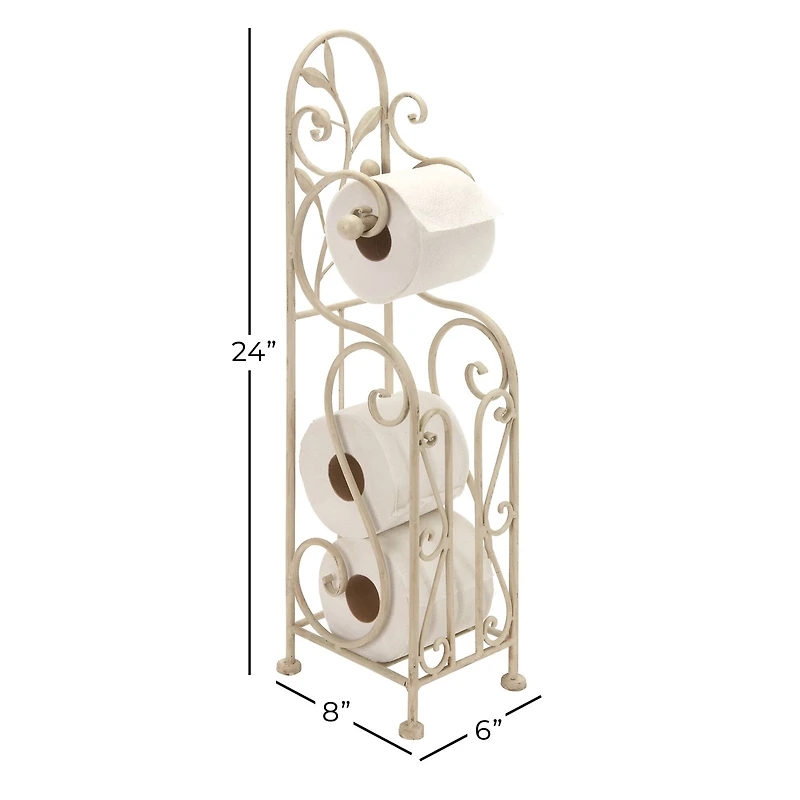 24" Cream Iron Traditional Toilet Paper Towel Holder
