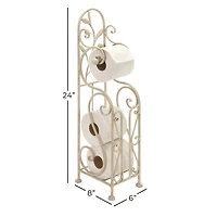24" Cream Iron Traditional Toilet Paper Towel Holder
