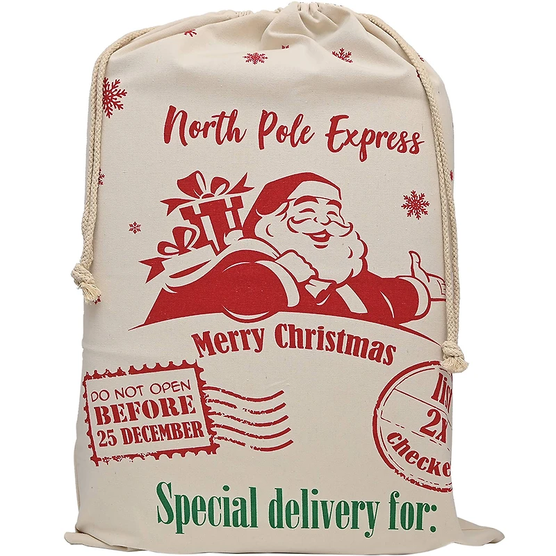 Personality Case™ 19" x 26" North Pole Express Merry Christmas Cotton Drawstring Bag