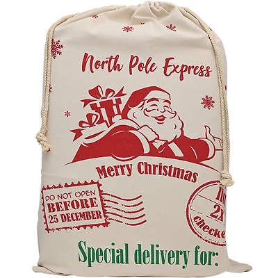 Personality Case™ 19" x 26" North Pole Express Merry Christmas Cotton Drawstring Bag
