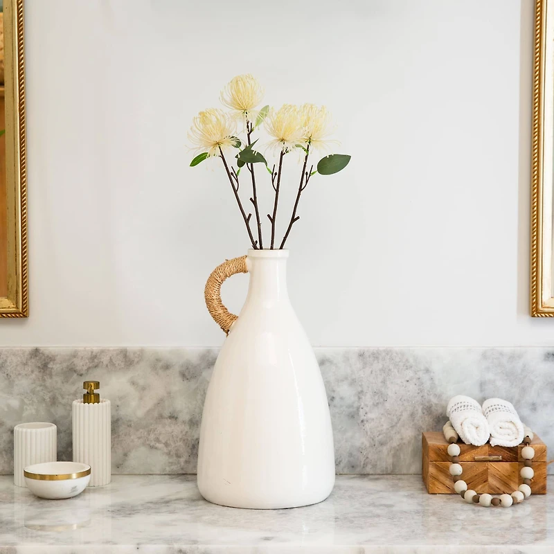 24in. Artificial Pincushion Protea Flower Stem - Set of 4