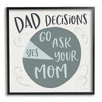Stupell Industries Humorous Dad Decisions Pie Chart Phrase Framed Giclee Art