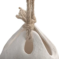 Hello Honey® 9.5" White Distressed Volcano Finish Hanging Stoneware Planter with Jute Rope Hanger