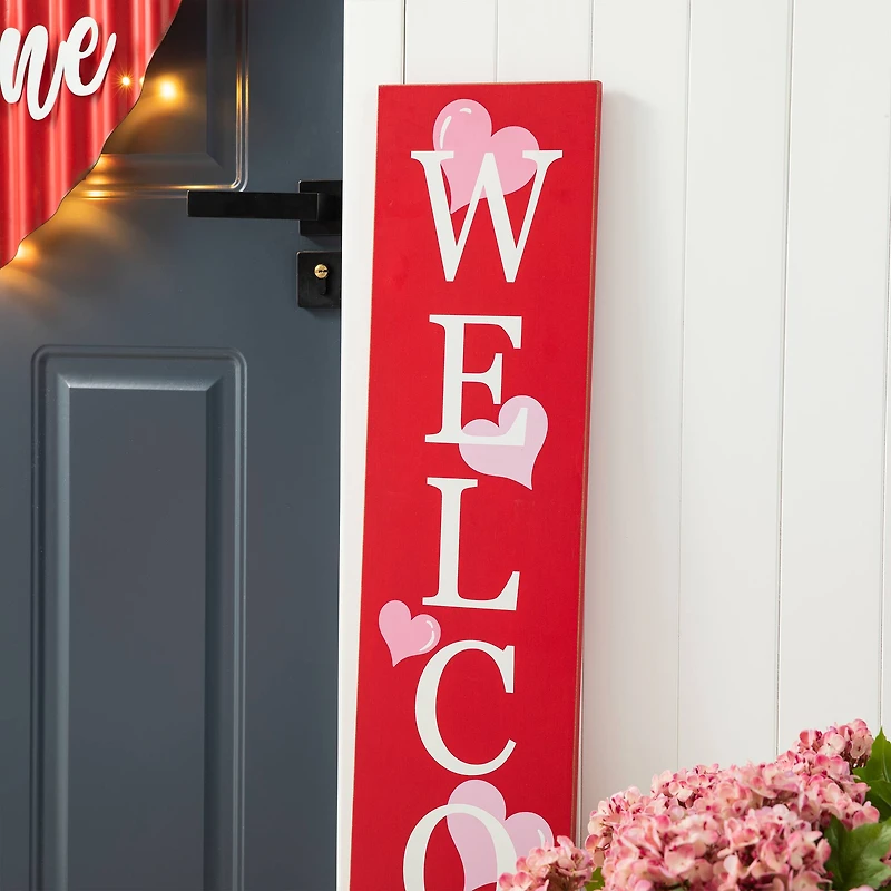 Glitzhome® 3.5ft. Valentine's Wooden Welcome Porch Sign