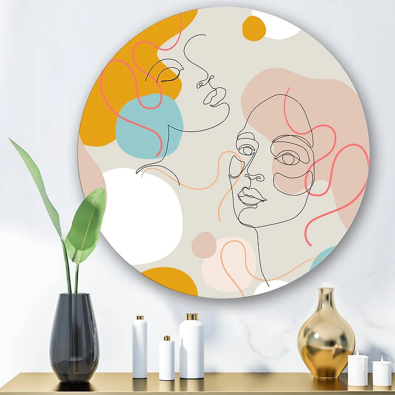 Designart - Minimal One Line Portrait of Female Face II