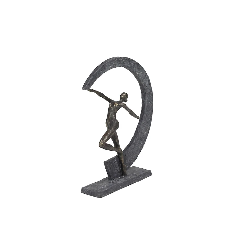 Grey Resin Modern Sculpture, Dancer 15" x 12" x 3"