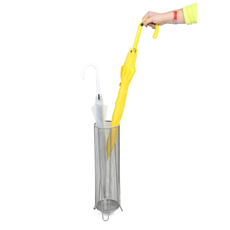 Mind Reader Silver Round Metal Mesh Umbrella Stand