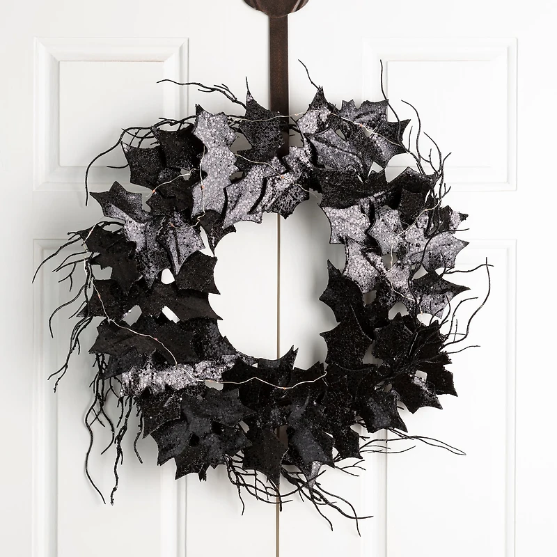 Glitzhome® 26" Lighted Halloween Bat Wreath
