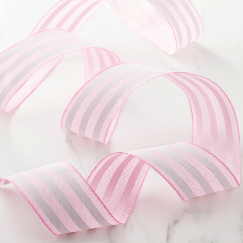 2.5" x 25ft. Stripe Faux Linen Wired Ribbon by Celebrate It™ Décor