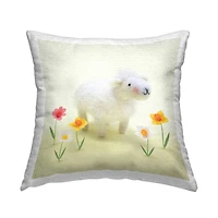 Stupell Industries Spring Lamb Yellow Daffodils Outdoor Printed Pillow