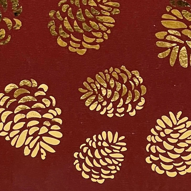 Burgundy & Gold Foil Pinecones Premium Gift Wrap by Celebrate It™