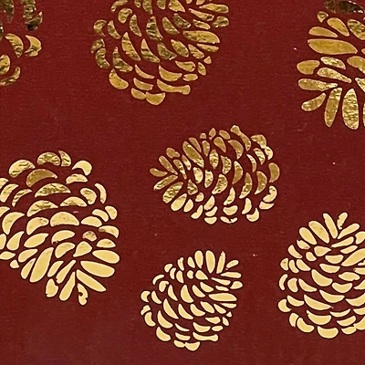 Burgundy & Gold Foil Pinecones Premium Gift Wrap by Celebrate It™